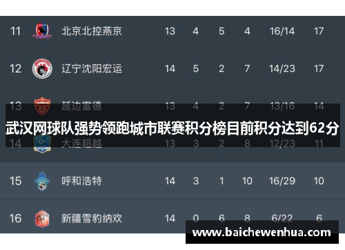 武汉网球队强势领跑城市联赛积分榜目前积分达到62分